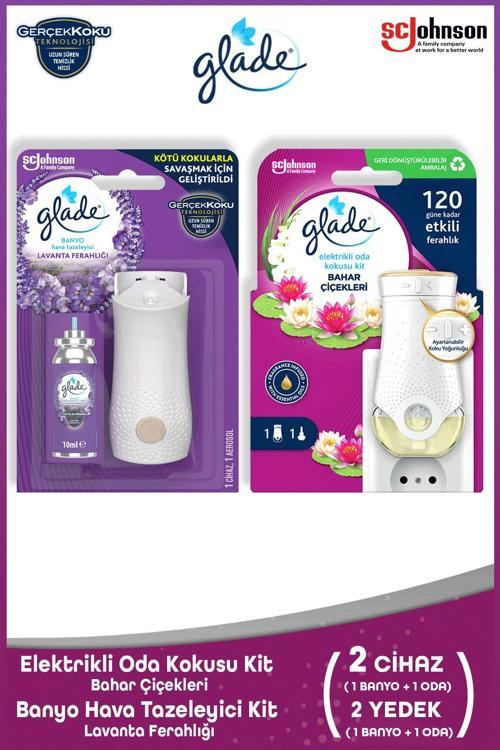 Elektrikli Oda Kokusu Kit Bahar Çiçekleri + Banyo Hava Tazeleyici & Yedek Lavanta Ferahlığı 10Ml