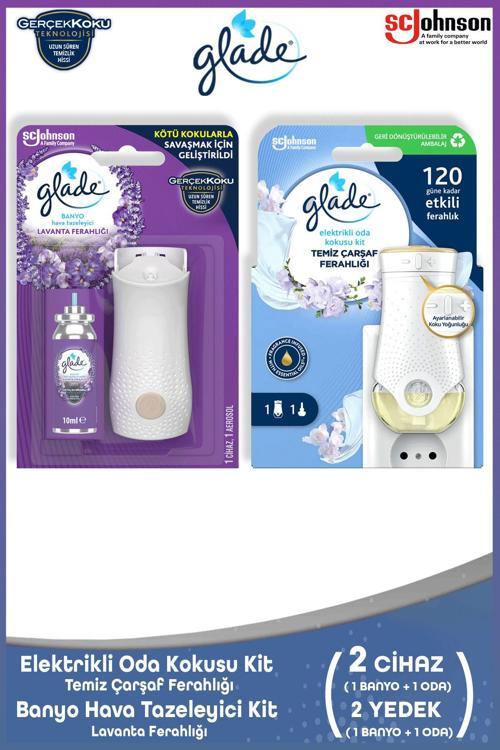 Elektrikli Oda Kokusu Kit Temiz Çarşaf Ferahlığı + Banyo Hava Tazeleyici & Yedek Lavanta 10ml