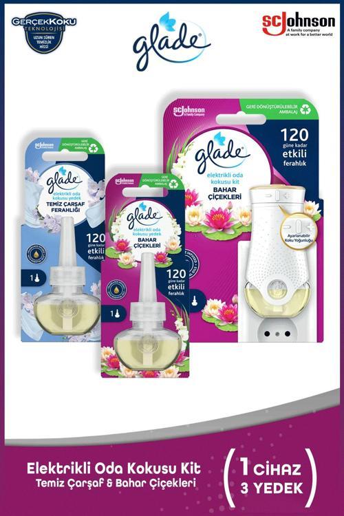 Elektrikli Oda Kokusu Seti – Bahar Çiçekleri Kit & Yedek Bahar Çiçekleri + Temiz Çarşaf Ferahlığı