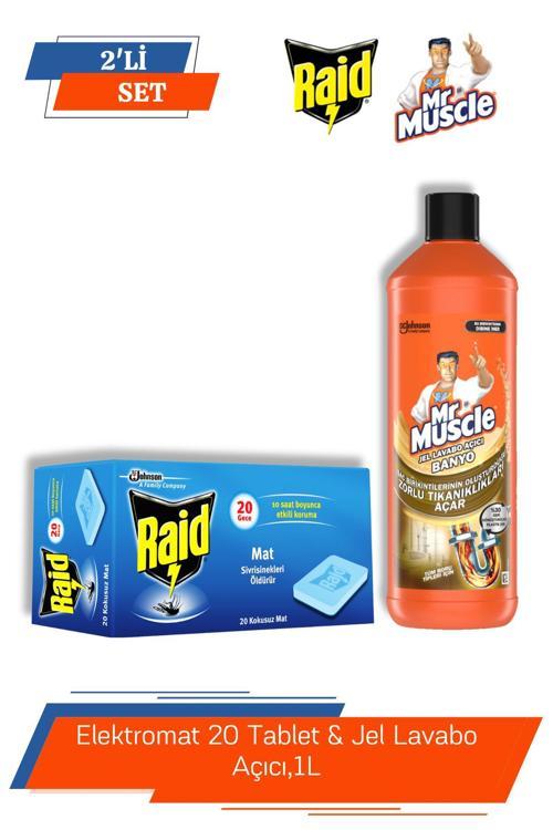 Elektromat 20 Tablet & Mr. Muscle Jel Lavabo Açıcı,1L