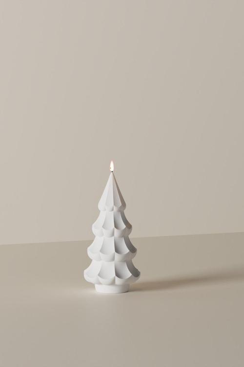 Dekoratif Küçük Yılbaşı Ağacı Kokulu Mum - Yılbaşı Kokulu Vegan Soya Wax Mumu 1 Adet Beyaz 10X4.8 Cm