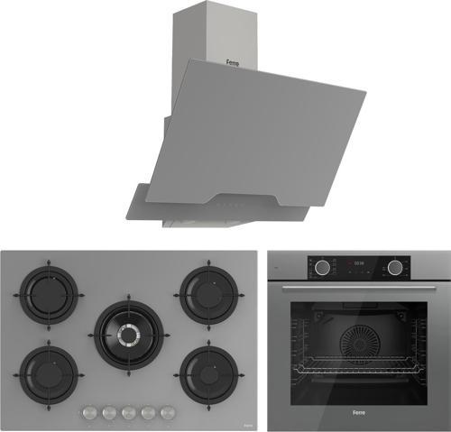 Fryart Real Luxury Serisi Gri Cam  Ankastre Set (D065 + RS038 + XE63CPR)