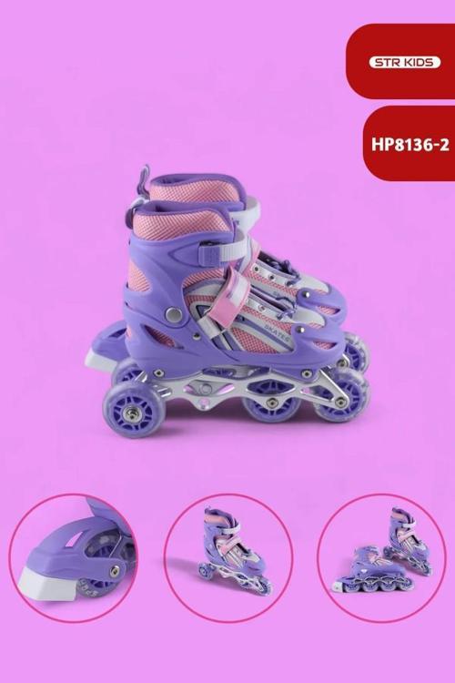 Mor Silikon Tekerli Ayarlanabilir Işıklı Paten L 39-42 HP8136