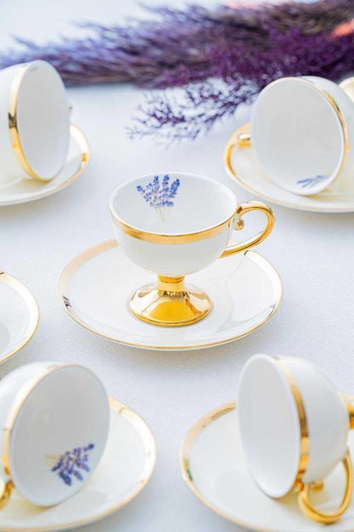 HXF-05176 Miranda Gold Beyaz 6lı Kahve Fincan Takımı