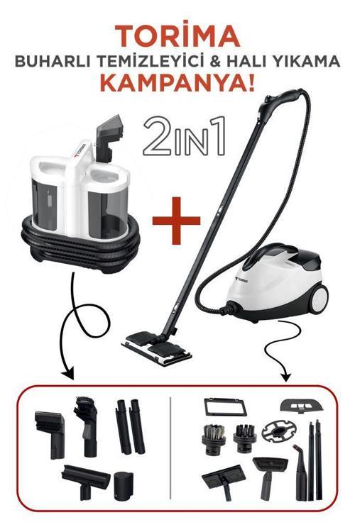 V22B Koltuk ve Halı Yıkama Makinesi + CB-08C Çok Fonksiyonlu Buharlı Temizleyici