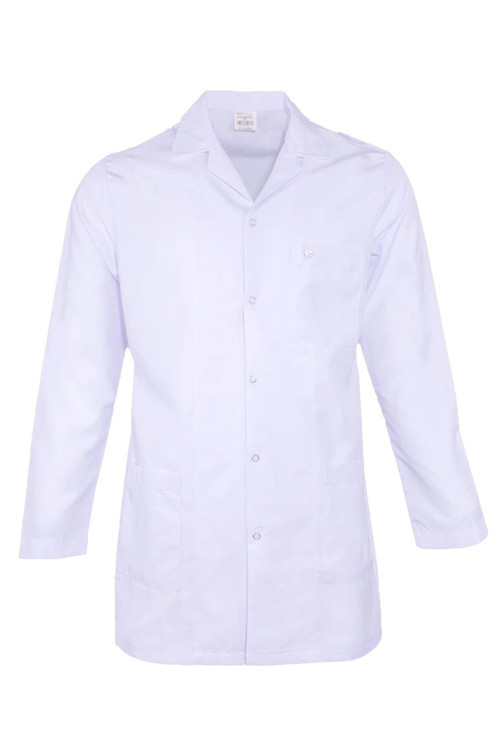 Hedera Erkek Önlük Beyaz Renk Düğmeli Uzun Kollu Temiz Görünümlü Profesyonel İş Önlüğü