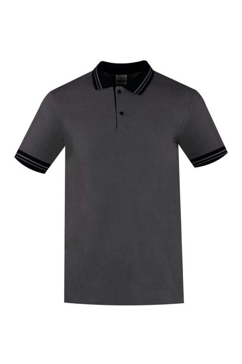 Çizgili Triko Polo Yaka Tişört - %100 Pamuk, Pespampike Kumaş, 3 Düğmeli, Yan Yırtmaçlı