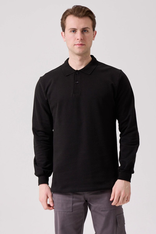 Galanthus Polo Sweat Erkek Uzun Kollu Pamuklu Sweatshirt Iş Ve Günlük Kullanım Için