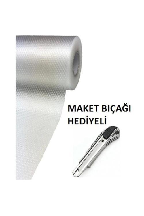 45cm X 5 Metre Şeffaf Kaydırmaz Raf Dolap Ve Çekmece Örtüsü Ve Maket Bıçağı Hediye