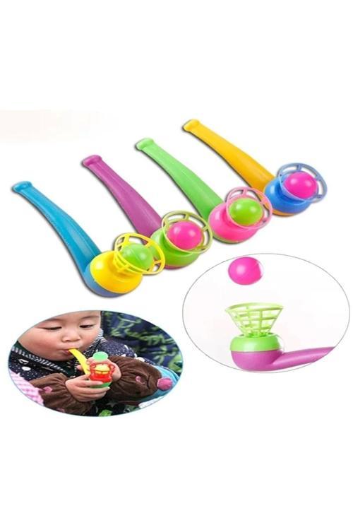10 Adet Oyuncak Saksafon Popit Pipet Top Üfleme Oyunu Hediyelik Parti Eğlencesi