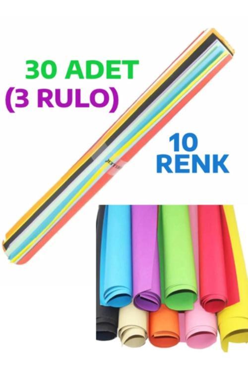 30 Adet 50x70 Cm Fon Kartonu 10 Renk(3 RULO 10 AYRI RENK)