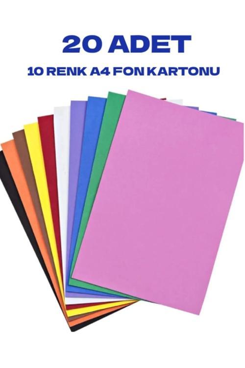 20 Adet Renkli Fon Kartonu 25X35 Cm 10 Karışık Renk