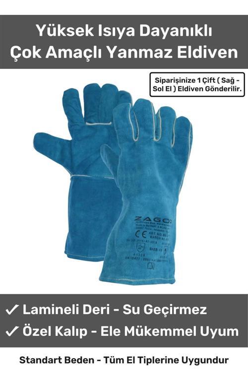 Premium Yanmaz Yüksek Isıya Sıcaklığa Dayanıklı Kaynak Yangın Su Geçirmez Çok Amaçlı Deri Eldiven