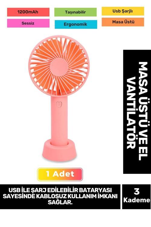 3 Kademeli Ultra Sessiz Hafif Kablosuz 1200mAh Pervaneli Taşınabilir Usb Şarj Masa El Fan Vantilatör