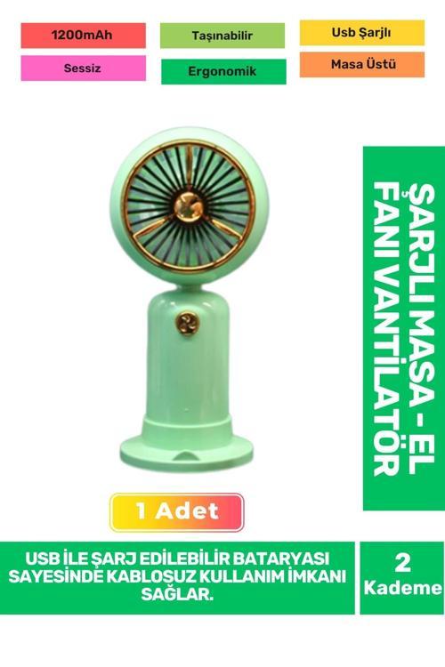 Ultra Sessiz 2 Kademeli Hafif Kablosuz 1200mAh Pervane Taşınabilir Usb Şarjlı Masa El Fan Vantilatör