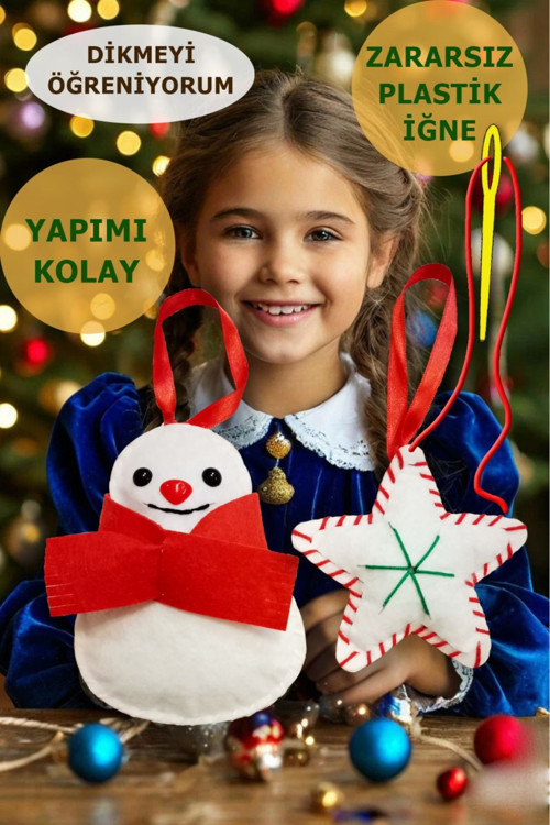 Keçe Dikiş Seti Yılbaşı Süsü Kardan Adam Ve Yıldız Seti