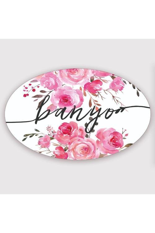 Çiçekli Banyo Kapı Süsü, Dekoratif Kapı Süsü , Banyo Kapısı Uyarı Ve Yönlendirme Tabelası