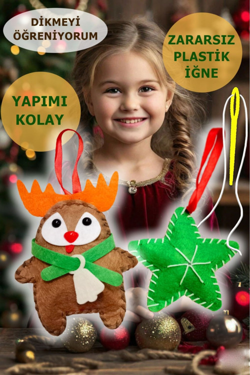 Keçe Dikiş Seti Yılbaşı Süsü Geyik Ve Yıldız Seti