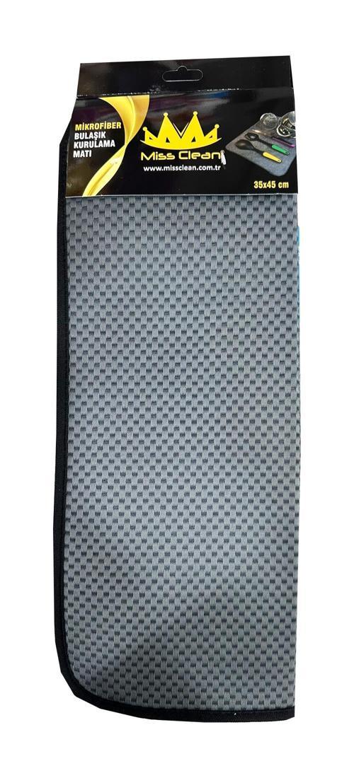 Miss Clean Mikrofiber Mutfak Bulaşık Kurutma Durulama Matı Pedi 35x45 Cm. - Siyah - 1 Adet 