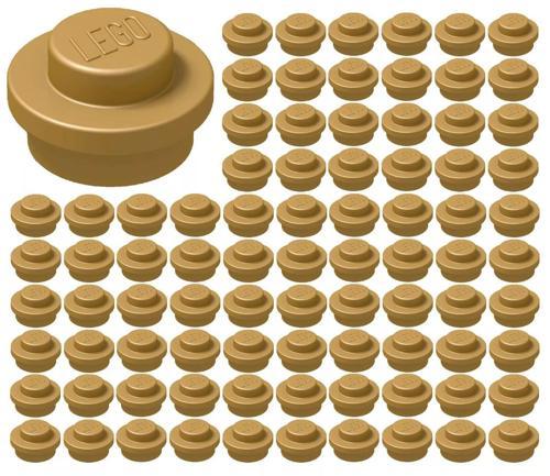 100 Adet LEGO 1X1 Yuvarlak Düğmeli Parça Plate Round Altın Sarısı Yedek Parça