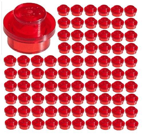 100 Adet LEGO 1X1 Yuvarlak Düğmeli Parça Plate Round Şeffaf Kırmızı Yedek Parça