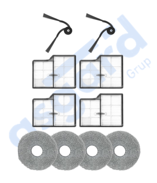 Roborock Saros 10- Saros 10R Uyumlu 2 Yan Fırça 4 Filtre 4 Mop