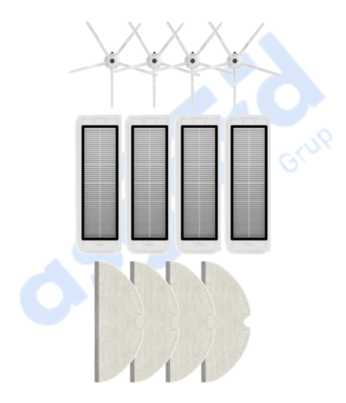 ROBOROCK  S50 – S55 –S5 MAX – S6 – S6 MAXV Uyumlu 4 Yan Fırça 4 Filtre 4 Mop