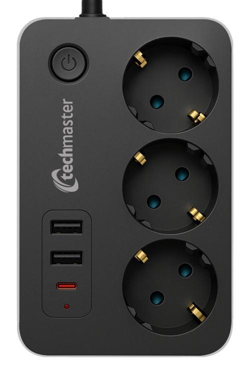 2 Usb + Type-C Akım ve Çocuk Korumalı 3lü Kare Priz 5mt