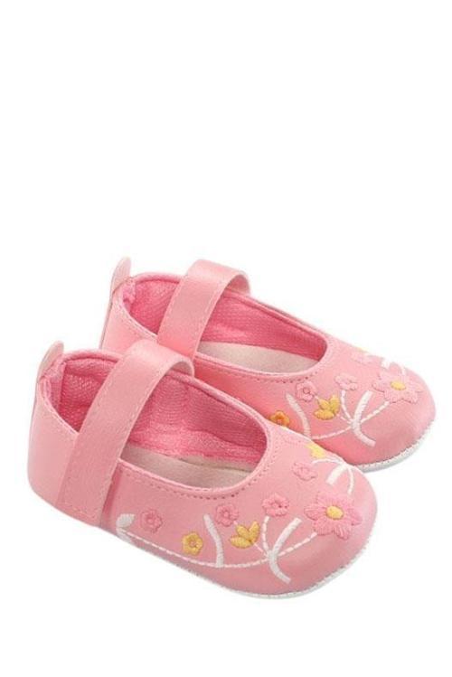 Nakışlı Bebek Ayakkabısı – Pembe