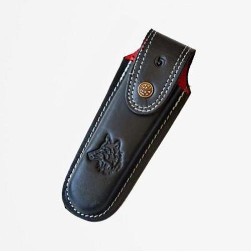 Kamp Keyfi için 12 cm Kemerlikli Kurt Motif Hakiki Deri Çakı Kılıfı