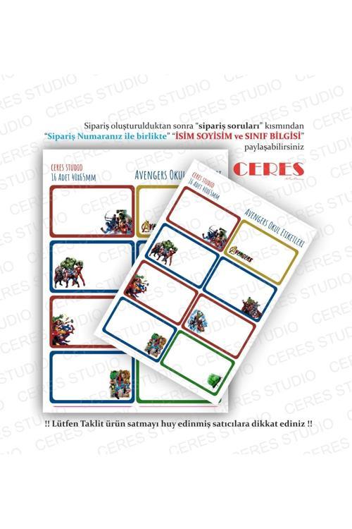 Avengers Marvel Okul Etiketi 16 Adet 40x65mm Etiket