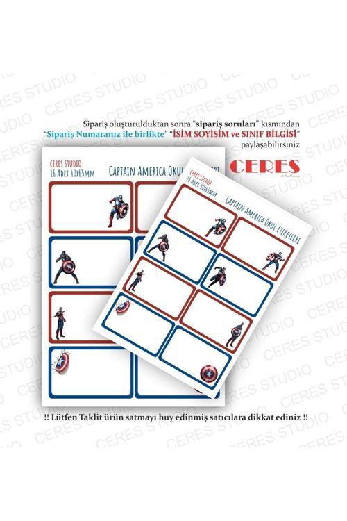 Captain America Okul Etiketi 16 Adet 40x65mm Etiket