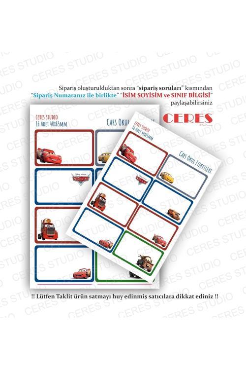 Cars McQueen Okul Etiketi 16 Adet 40x65mm Etiket