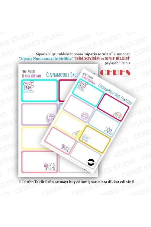 Cinnamoroll Sanrio Okul Etiketi 16 Adet 40x65mm Etiket
