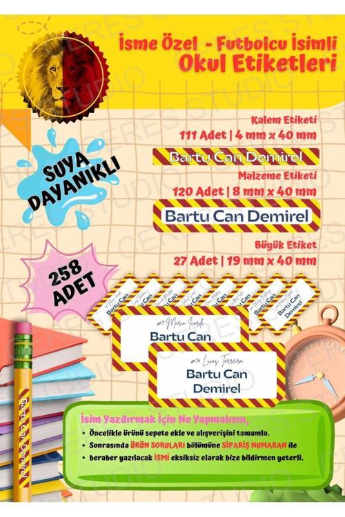 Galatasaray Taraftar Etiketi Okul Etiketi Defter Etiketi Kalem Etiketi Kişiye Özel Suya Dayanıklı