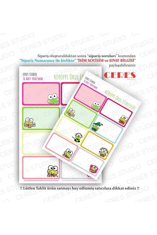 Keroppi Sanrio Okul Etiketi 16 Adet 40x65mm Etiket