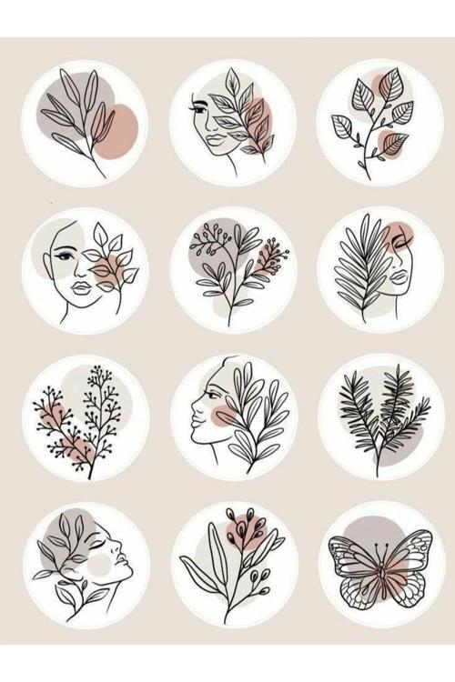 Lineart Elements Decor Tema Sticker Etiket 2 Sayfa 24 Adet Etiket