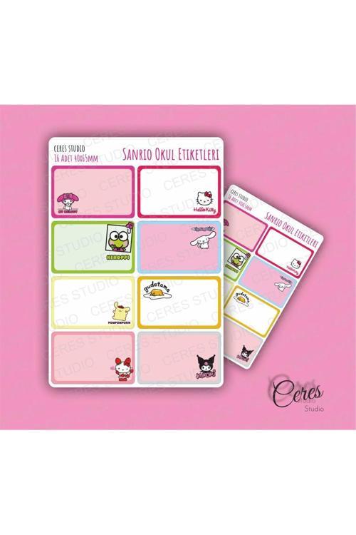 Sanrio Hello Kitty Kuromi Okul Etiketi 16 Adet 40x65mm Etiket