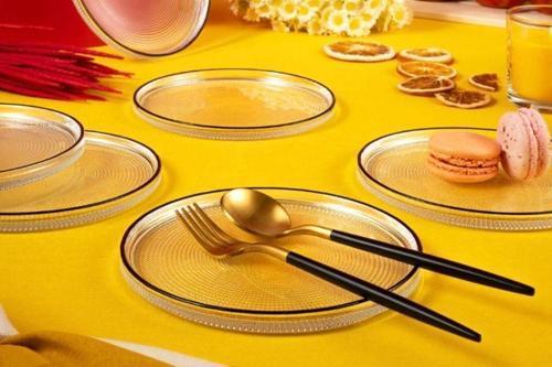 Loren 6'lı Pasta Tabağı Seti Siyah Fileli 16 Cm