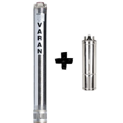 Varan 4SD 4/24 (MOTORLU) Paslanmaz 4" Derin Kuyu Pompası 3 HP / 2.2 kW, Monofaze 220 V, 180 Mss