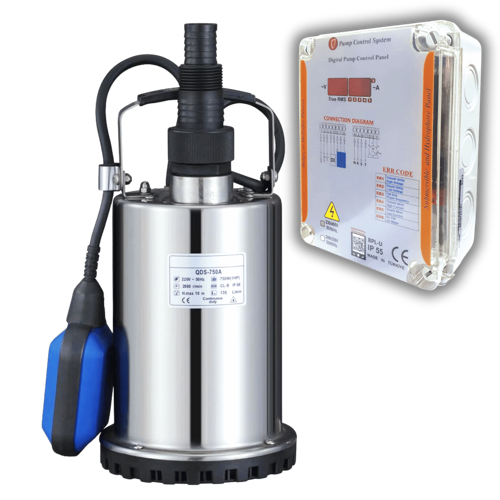 Varan QDS 750A Paslanmaz KORUMA PANOLU Temiz Su Dalgıç Pompa 1 HP/ 0.75 kW, Monofaze 220 V, 9 Mss