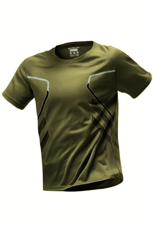 Erkek Ultra Esnek Nem Emici Vücut Geometrik Hızlı Kuruyan Hafif Spor T-shirt