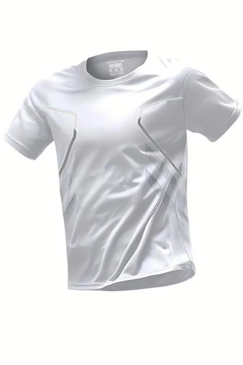 Erkek Ultra Esnek Nem Emici Vücut Geometrik Hızlı Kuruyan Hafif Spor T-shirt