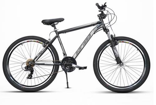Moon 26" Jant MTB Ön Amortisörlü Shimano 21 Vites Wake Gidon V Fren Dağ Bisikleti Siyah Gri