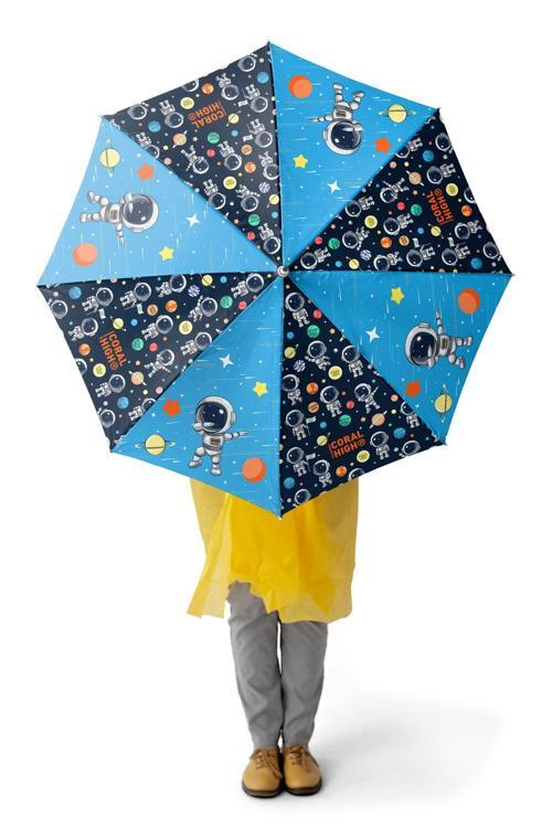 Kids Lacivert Mavi Astronot Desenli Çocuk Şemsiyesi 12673