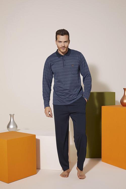 9213 Erkek Polo Yaka Pijama Takım