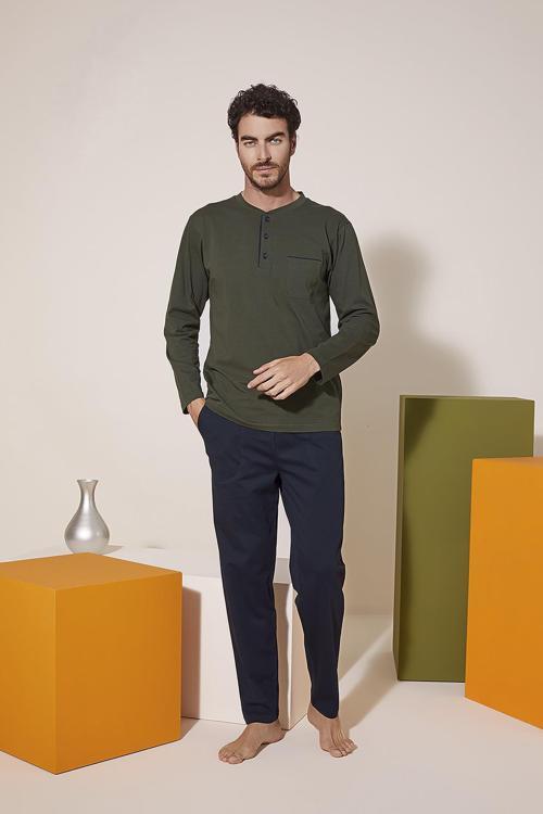 9210 Erkek Midi Yaka Pijama Takım