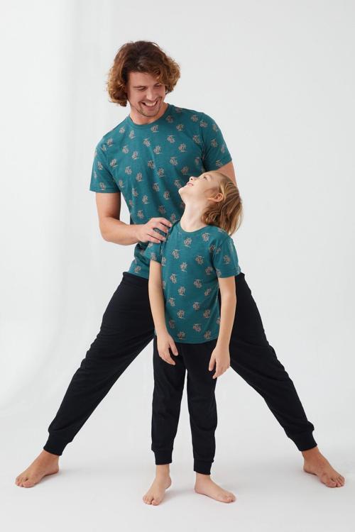 2504 Palm Tree Erkek Kısa Kol Pijama Takım