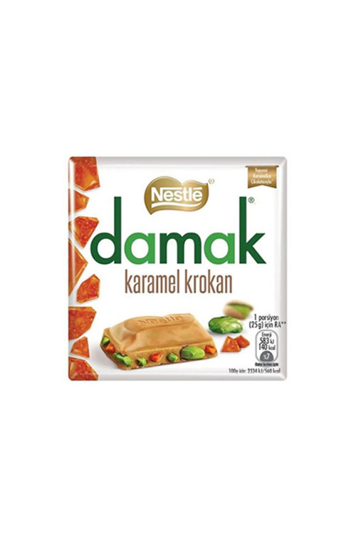 Damak Karamel Krokan Kare Çikolata (60 G) X6 Adet