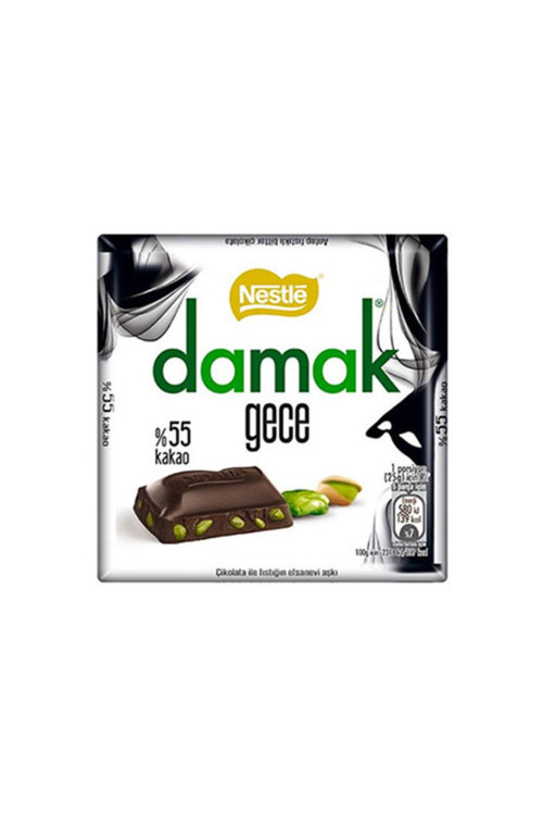 Damak Gece Antep Fıstıklı %55 Bitter Çikolata (63 G) X12 Adet